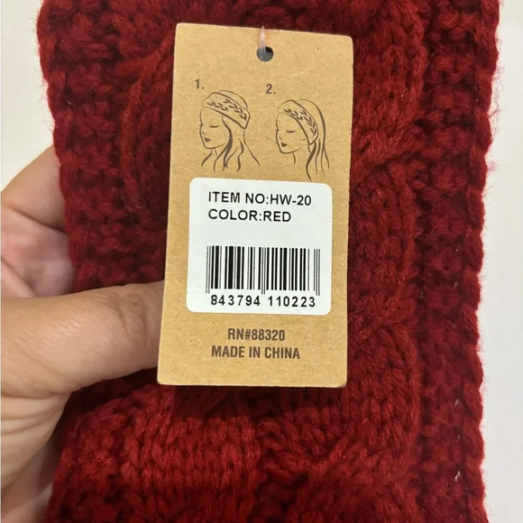 NWT C.C. Red Sherpa Knit Head Wrap Ear Muff Headband - Picture 6 of 6